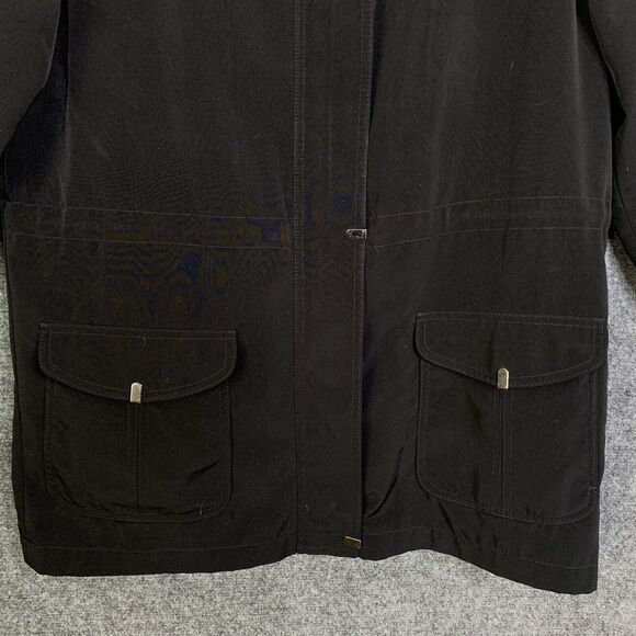 St John’s Bay Black Medium Weight Car Coat Women Petite Medium Zip Front Pockets - Picture 3 of 16